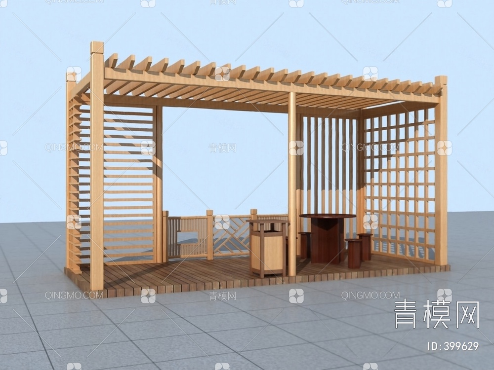 廊架3D模型下载【ID:399629】