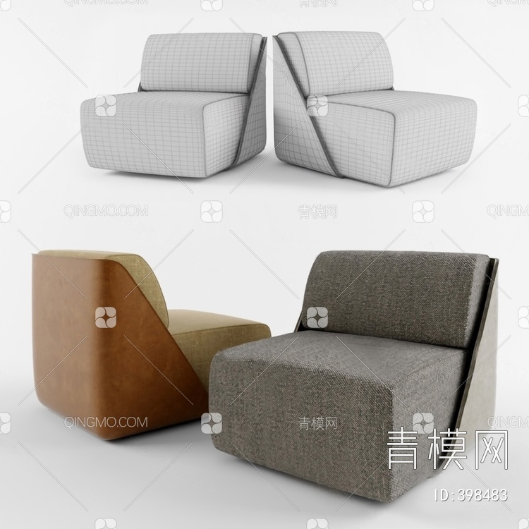 单人沙发3D模型下载【ID:398483】
