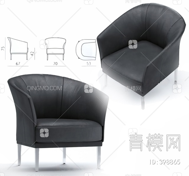 单人沙发3D模型下载【ID:398865】
