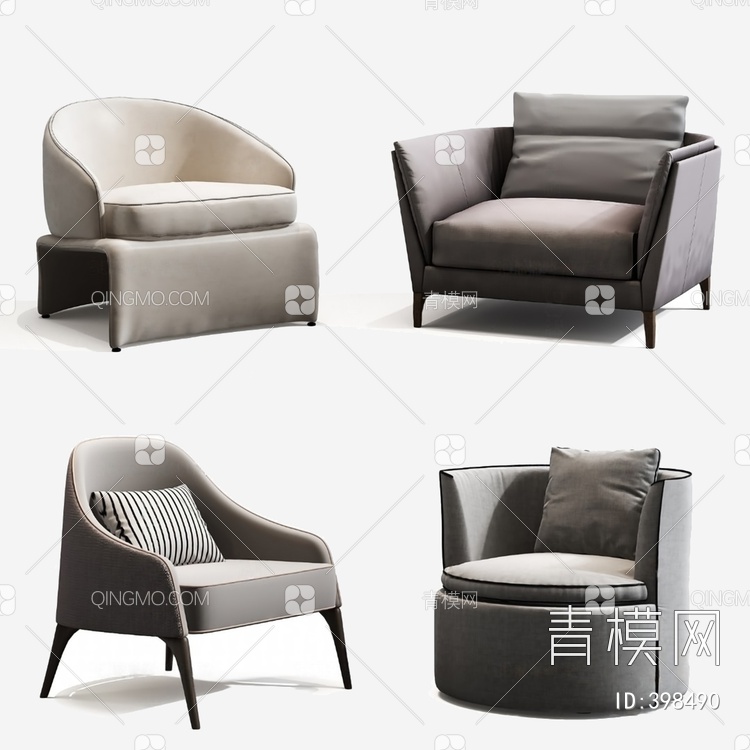 单人沙发3D模型下载【ID:398490】