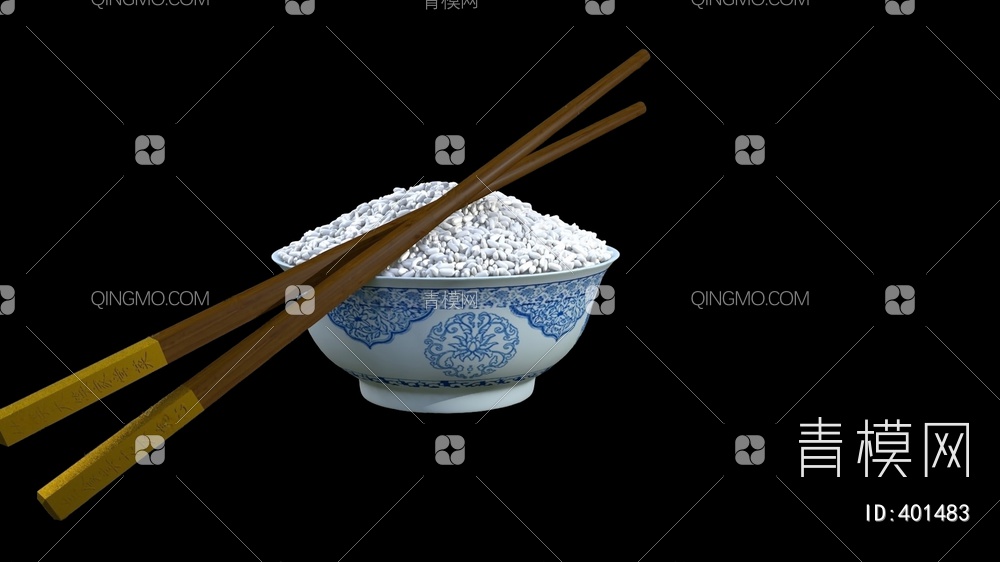 盛着米饭的碗3D模型下载【ID:401483】