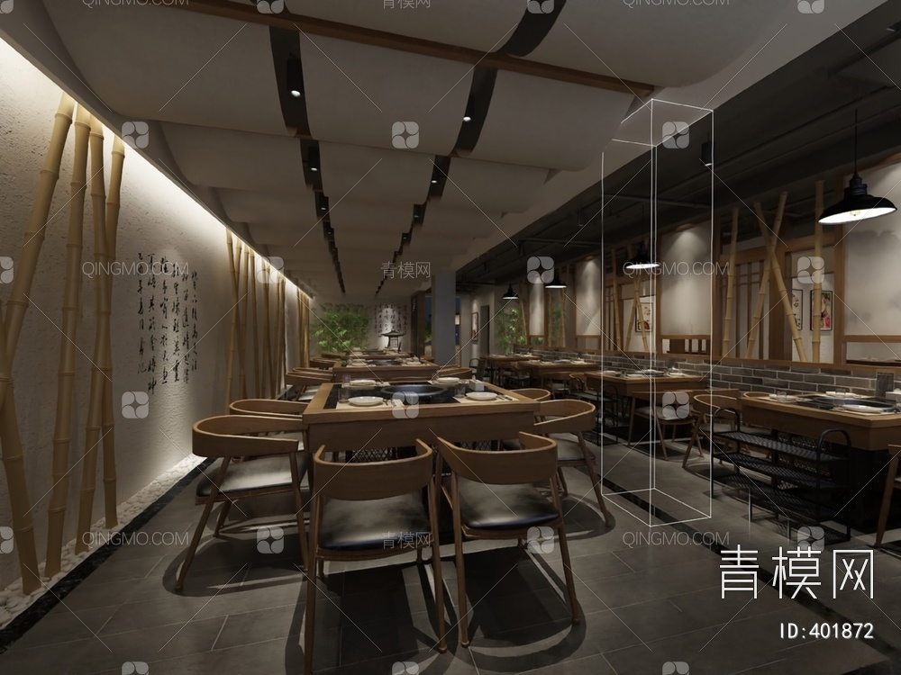 【火锅店3D模型】-VR新中式有灯光有贴图MAX2016火锅店3d模型下载-ID401872-免费3Dmax模型库 - 青模3d模型网