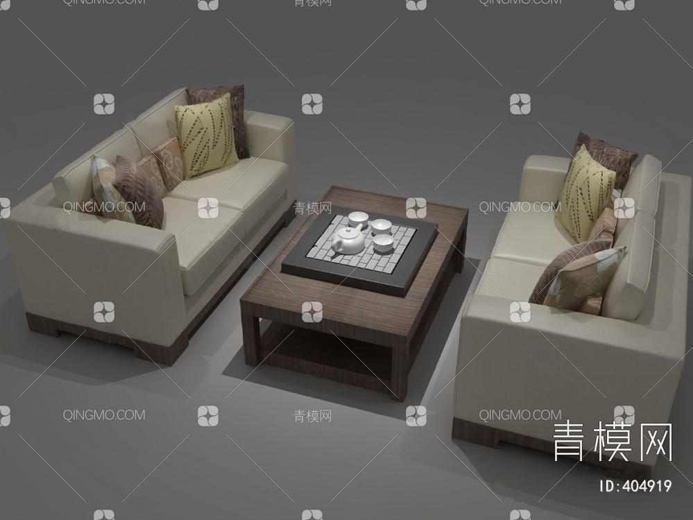 沙发茶几组合3D模型下载【ID:404919】