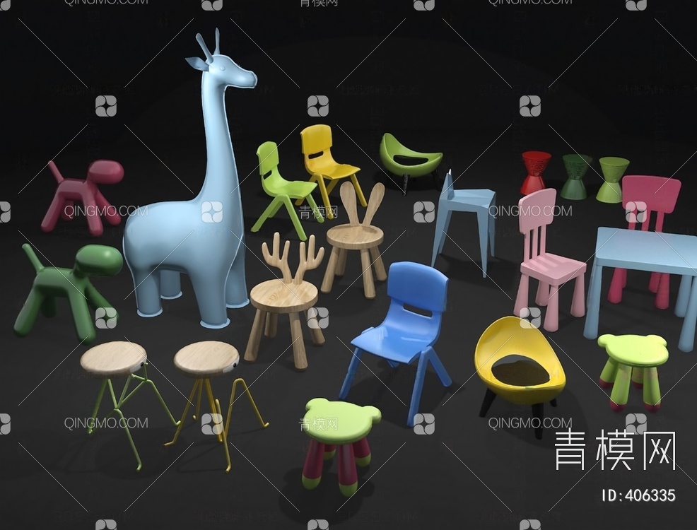 儿童椅3D模型下载【ID:406335】