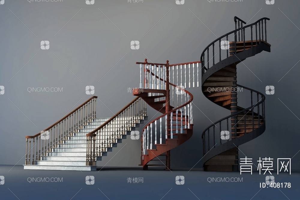 旋转楼梯3D模型下载【ID:408178】