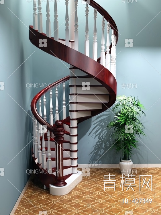 旋转楼梯3D模型下载【ID:407349】