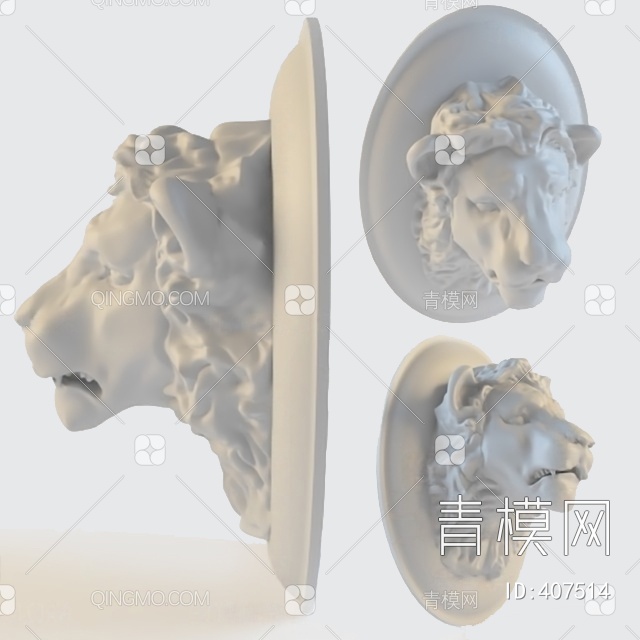 狮头墙饰3D模型下载【ID:407514】