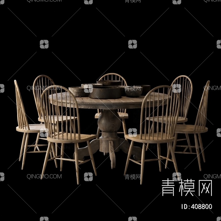 餐桌椅组合3D模型下载【ID:408800】