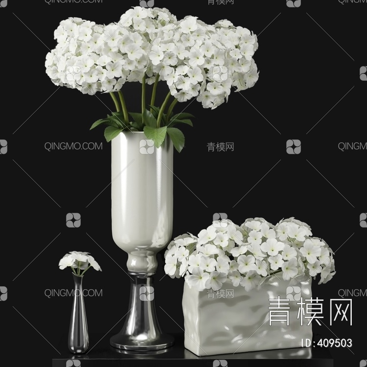 陶瓷花瓶花卉3D模型下载【ID:409503】
