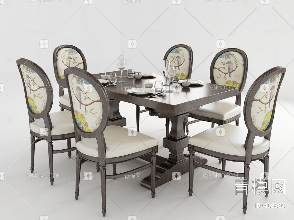 餐桌椅组合3D模型下载【ID:408803】