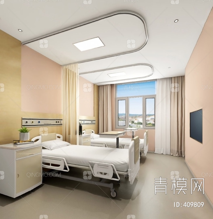 【病房3D模型】-现代VR有灯光有贴图MAX2013病房3d模型下载-ID409809-免费3Dmax模型库 - 青模3d模型网