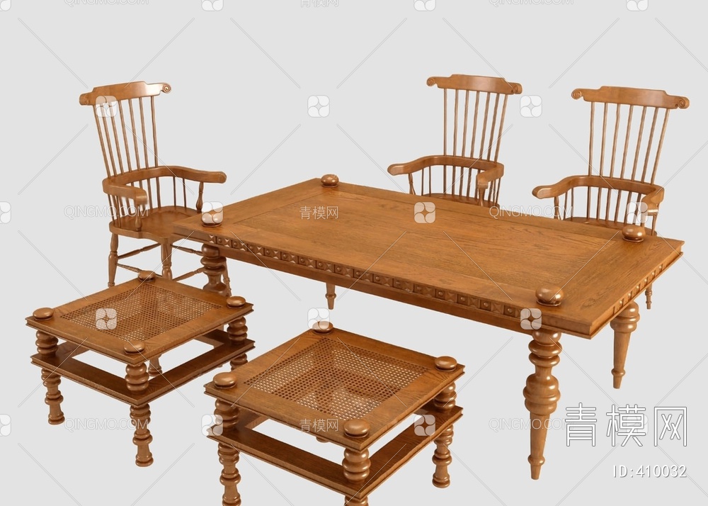 餐桌椅组合3D模型下载【ID:410032】