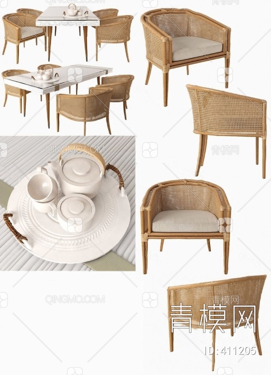 餐桌椅组合3D模型下载【ID:411205】