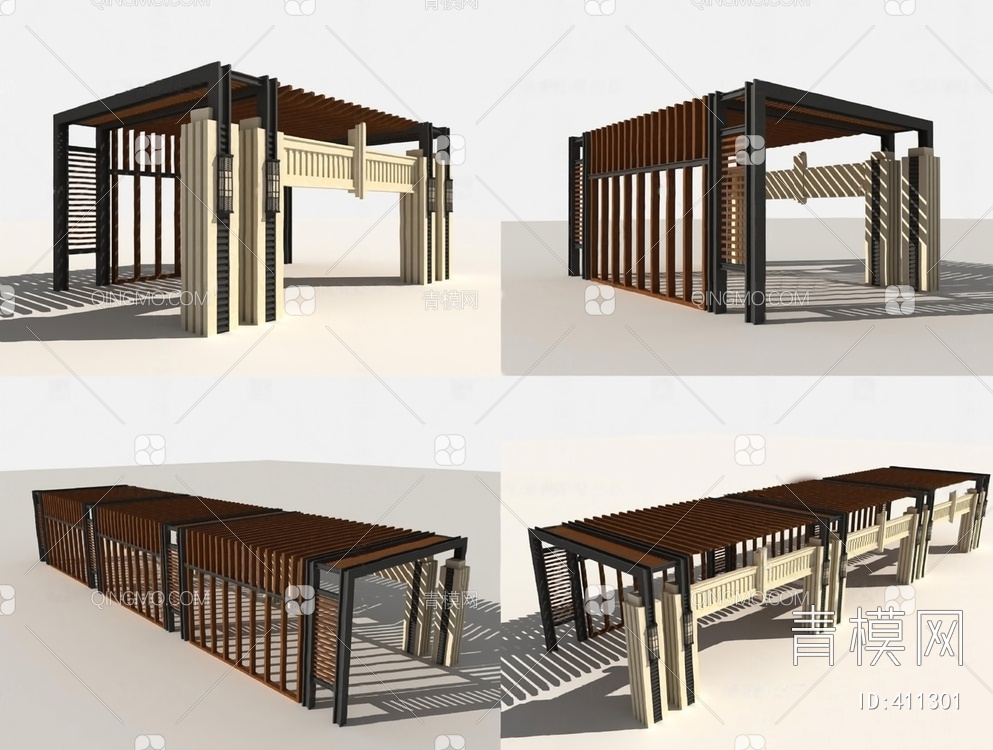 廊架3D模型下载【ID:411301】