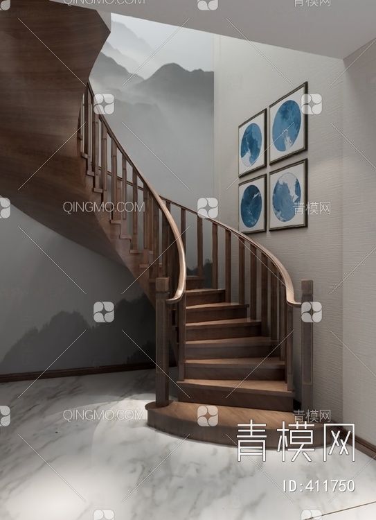 旋转楼梯3D模型下载【ID:411750】