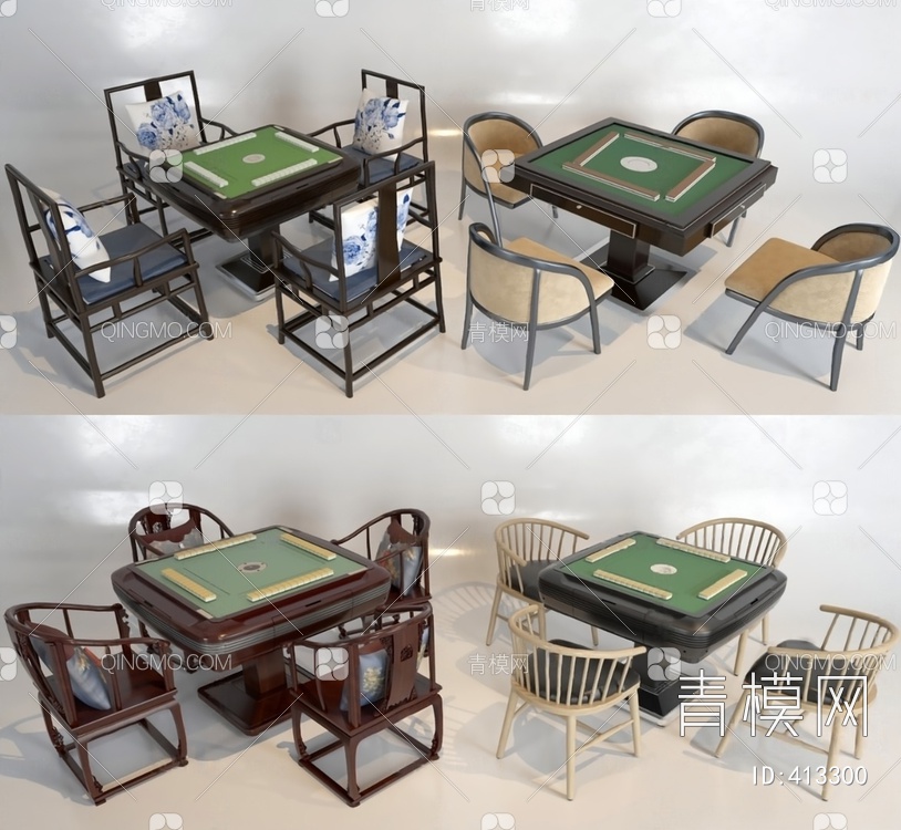 麻将桌椅3D模型下载【ID:413300】