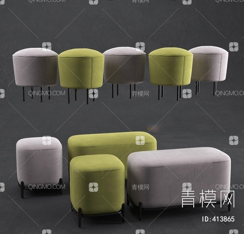 沙发凳3D模型下载【ID:413865】