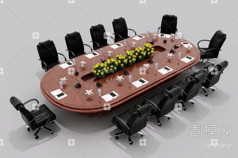 会议桌椅3D模型下载【ID:414910】