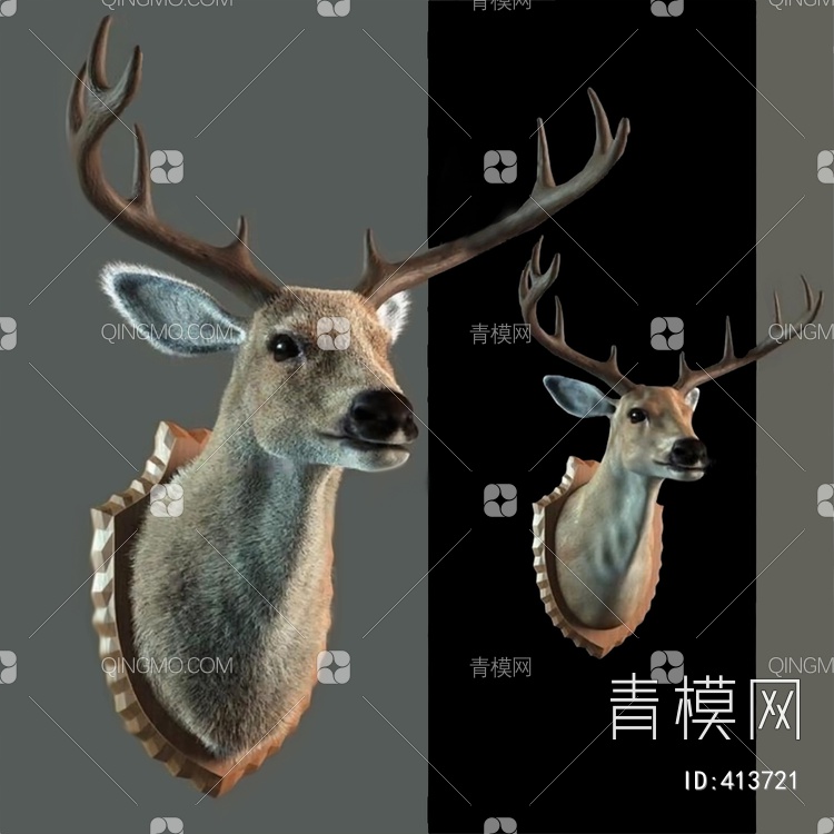 鹿头墙饰3D模型下载【ID:413721】