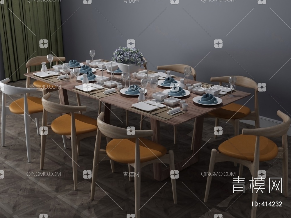 餐桌椅组合3D模型下载【ID:414232】