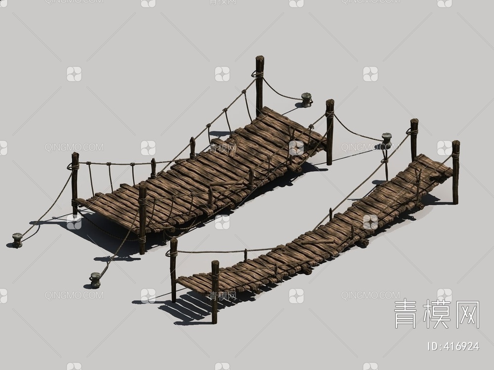木桥吊桥绳索桥3D模型下载【ID:416924】