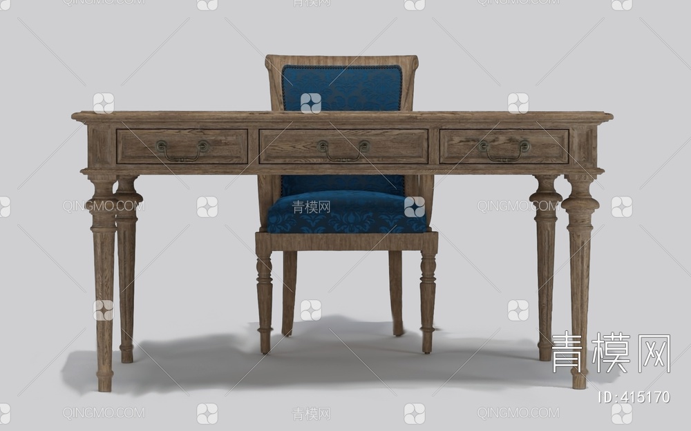 书桌椅组合3D模型下载【ID:415170】