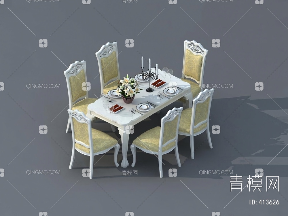 餐桌椅3D模型下载【ID:413626】