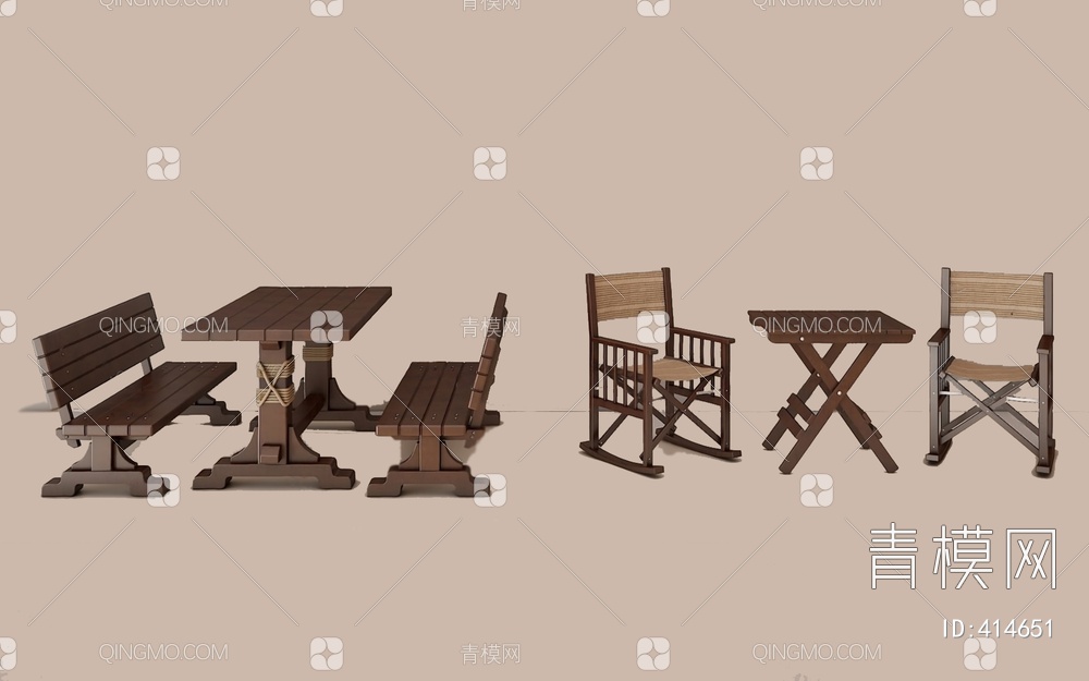 户外桌椅3D模型下载【ID:414651】
