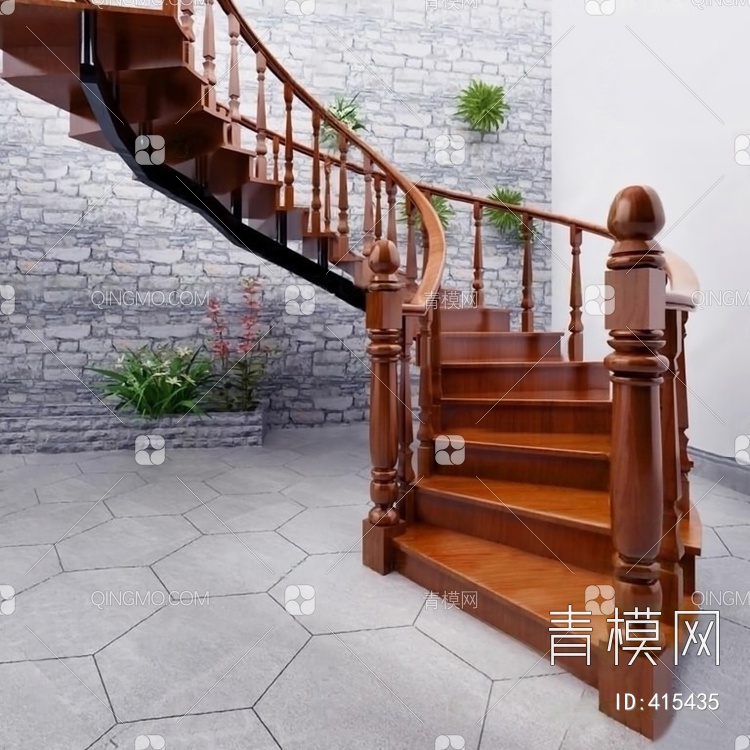 旋转楼梯3D模型下载【ID:415435】