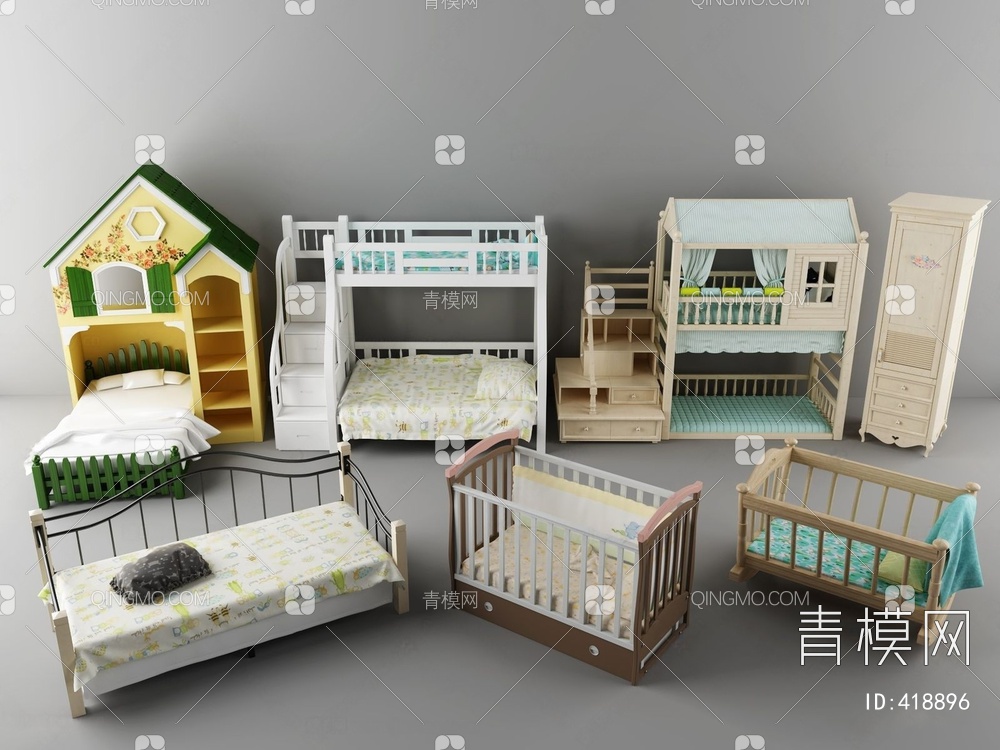 儿童床婴儿床3D模型下载【ID:418896】