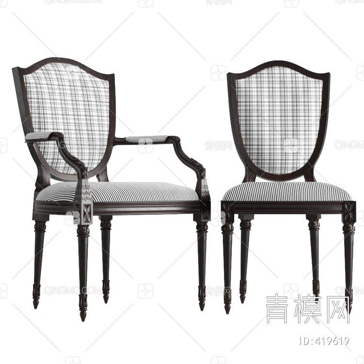 单人餐椅3D模型下载【ID:419619】