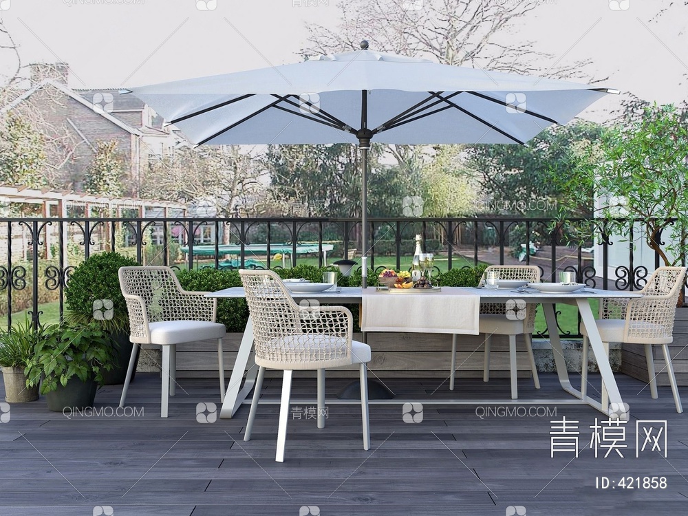 室外餐桌椅3D模型下载【ID:421858】