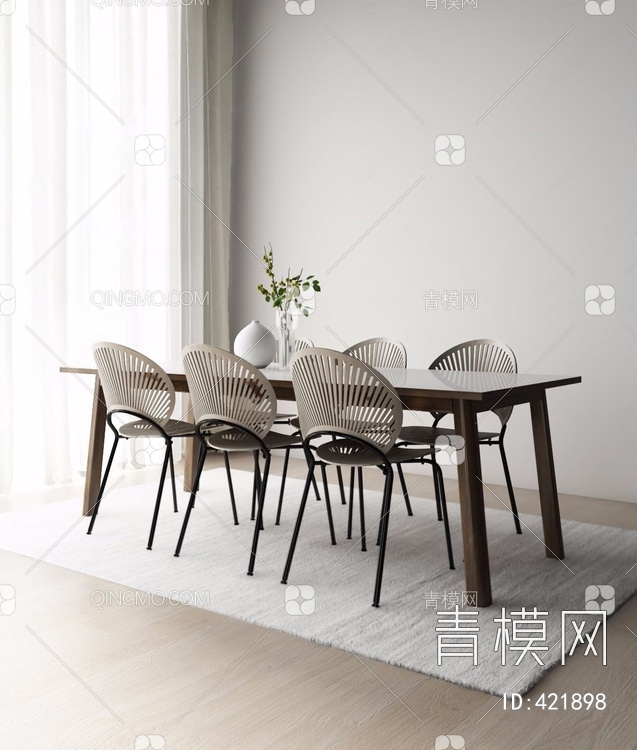 丹麦Fredericia 餐桌椅组合3D模型下载【ID:421898】