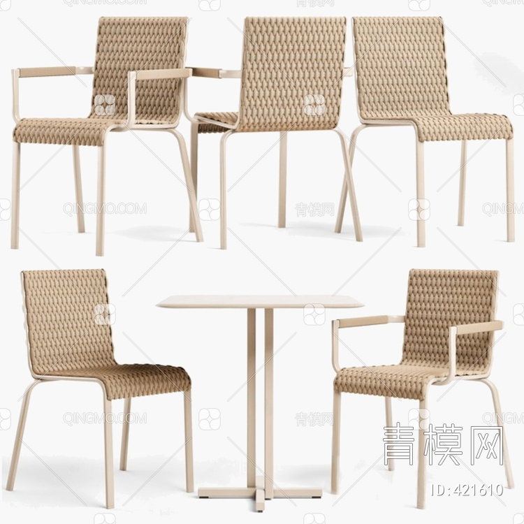编织餐桌椅组合3D模型下载【ID:421610】