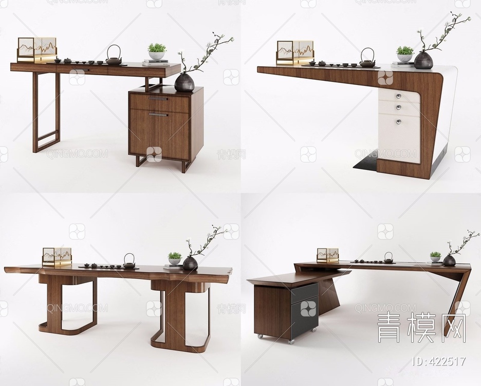 办公桌书桌组合3D模型下载【ID:422517】