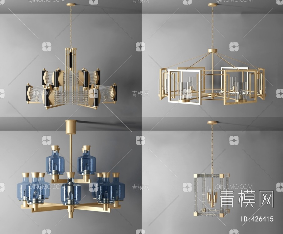 吊灯,金属吊灯3D模型下载【ID:426415】