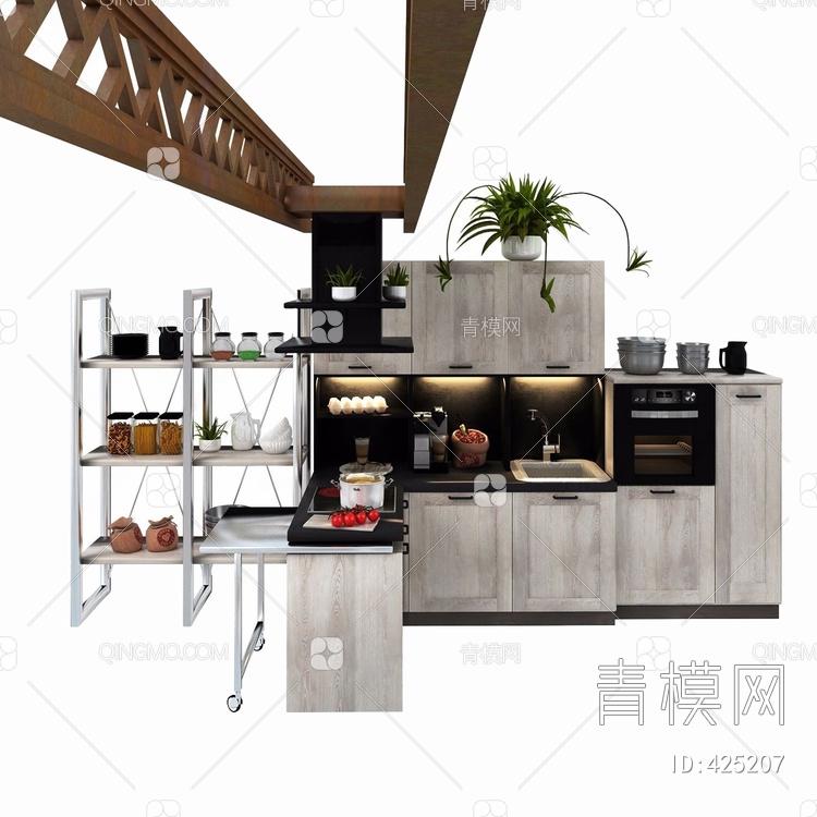 厨柜组合3D模型下载【ID:425207】