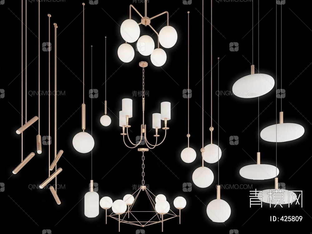 【球形吊灯3D模型】-现代VR有灯光无贴图MAX2013球形吊灯3d模型下载-ID425809-免费3Dmax模型库 - 青模3d模型网