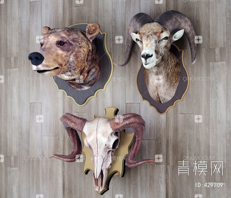 动物墙饰3D模型下载【ID:429709】