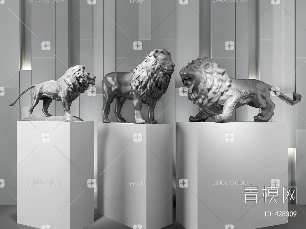狮子雕塑3D模型下载【ID:428309】
