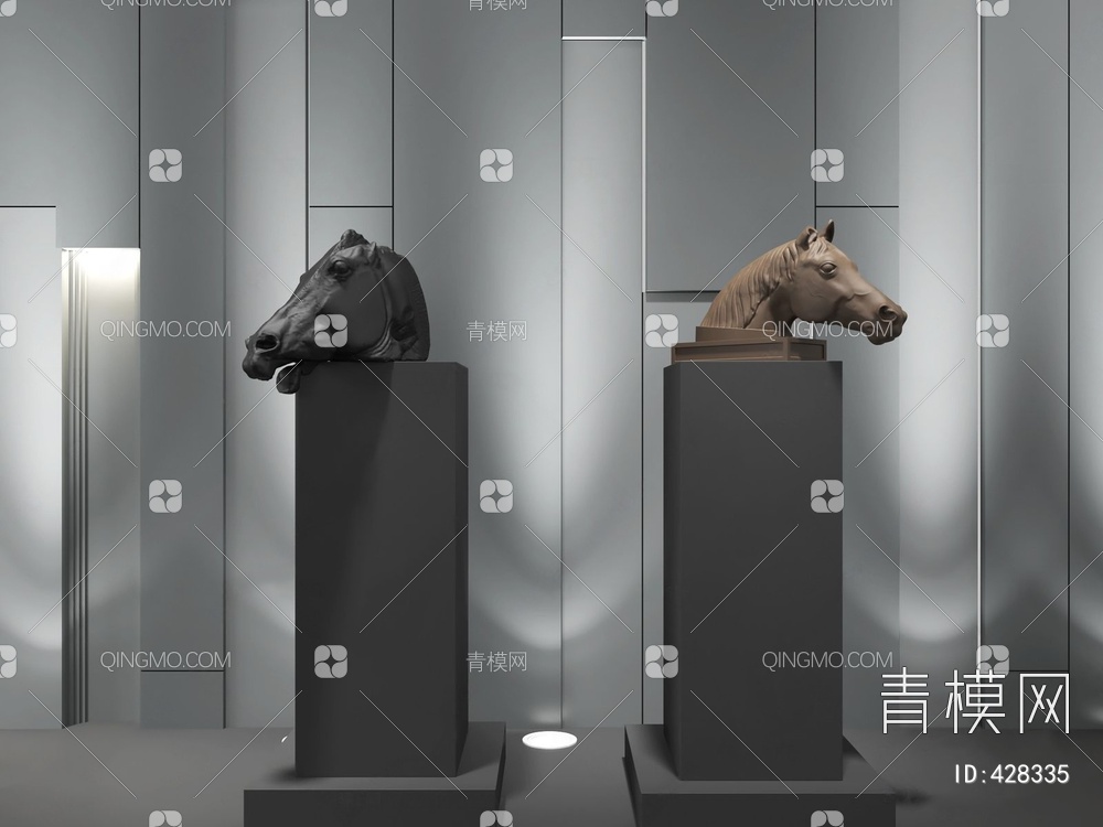 动物雕塑摆件马头3D模型下载【ID:428335】