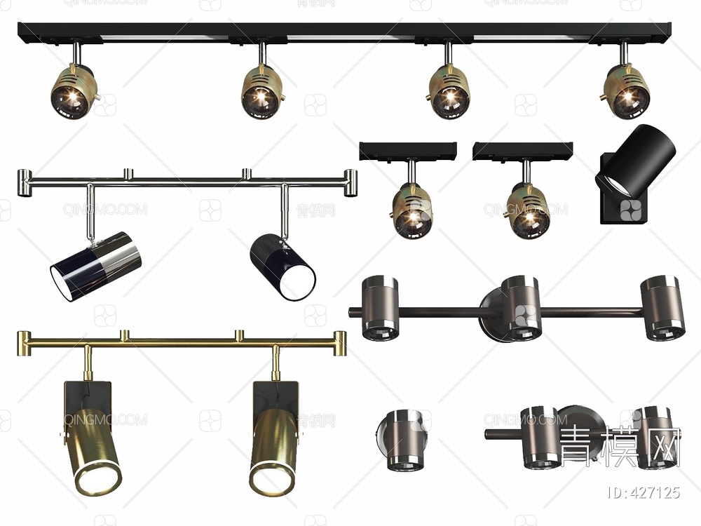 射灯筒灯组合3D模型下载【ID:427125】