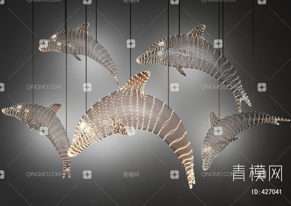 海豚创意吊灯3D模型下载【ID:427041】