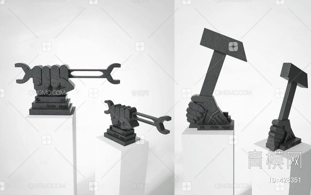 锤子扳手雕塑摆件3D模型下载【ID:428351】
