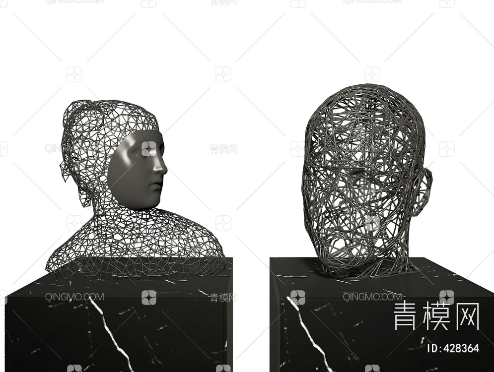 人头雕塑摆件3D模型下载【ID:428364】