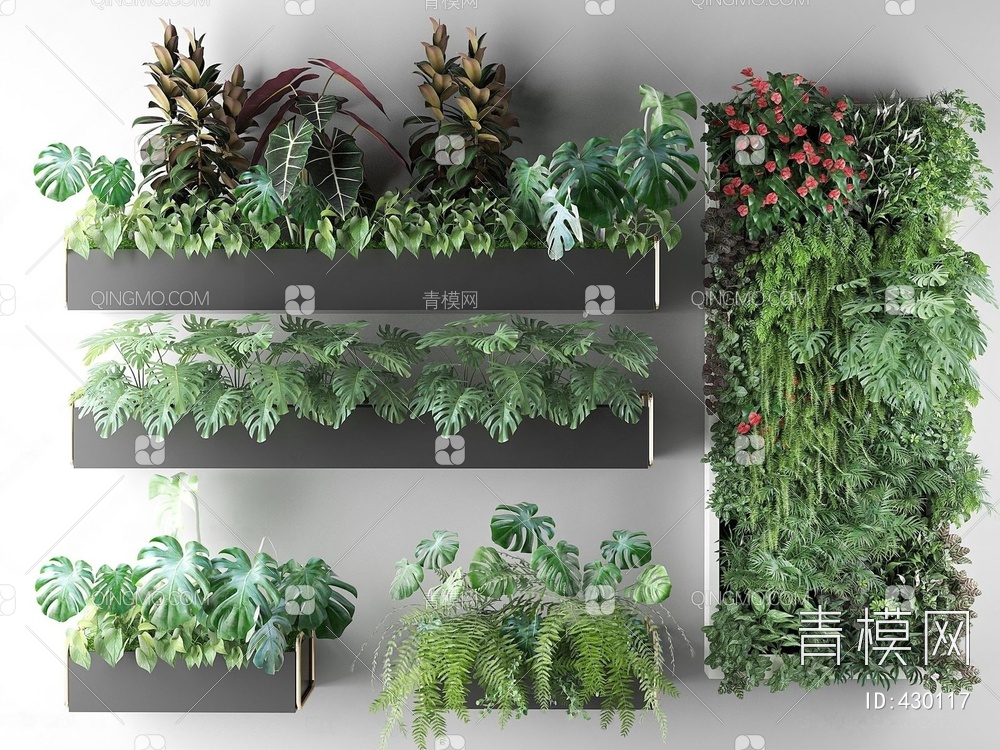 植物吊兰植物墙3D模型下载【ID:430117】