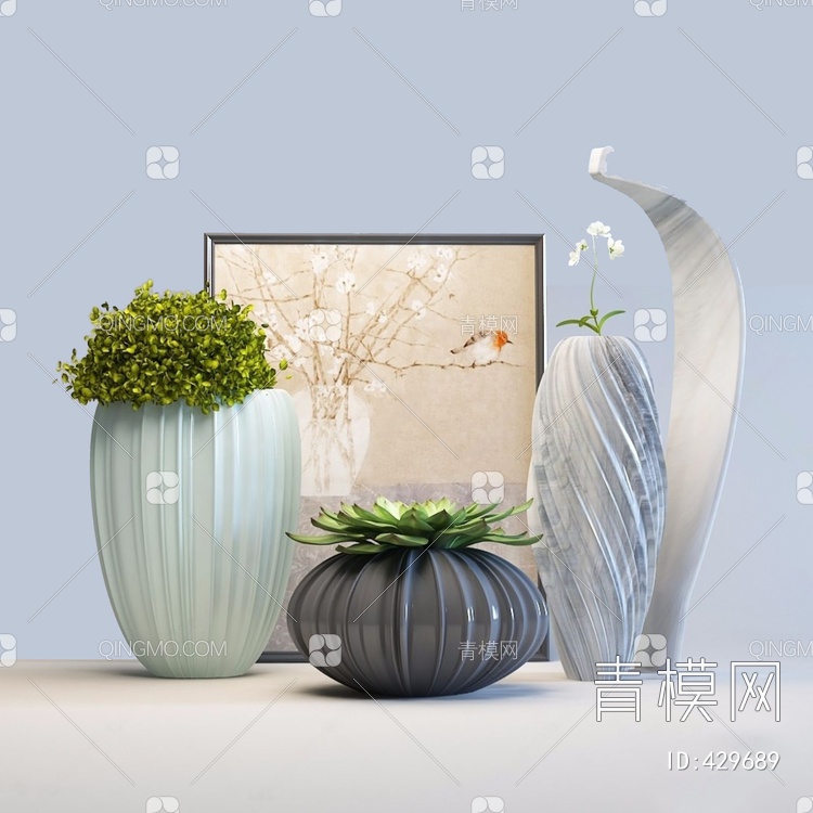装饰花瓶陶瓷器具3D模型下载【ID:429689】