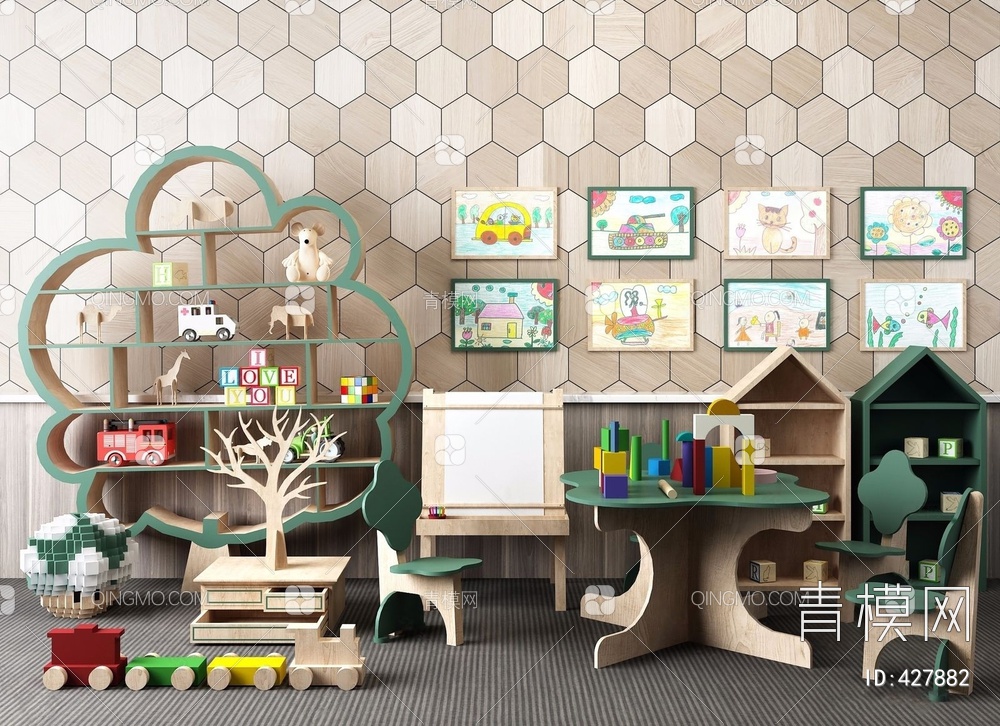 儿童家具组合3D模型下载【ID:427882】