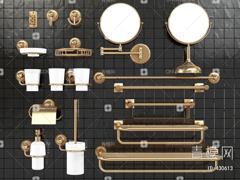 金色五金构件组合3D模型下载【ID:430613】