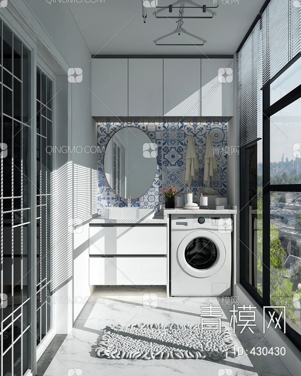 阳台洗衣机组合3D模型下载【ID:430430】